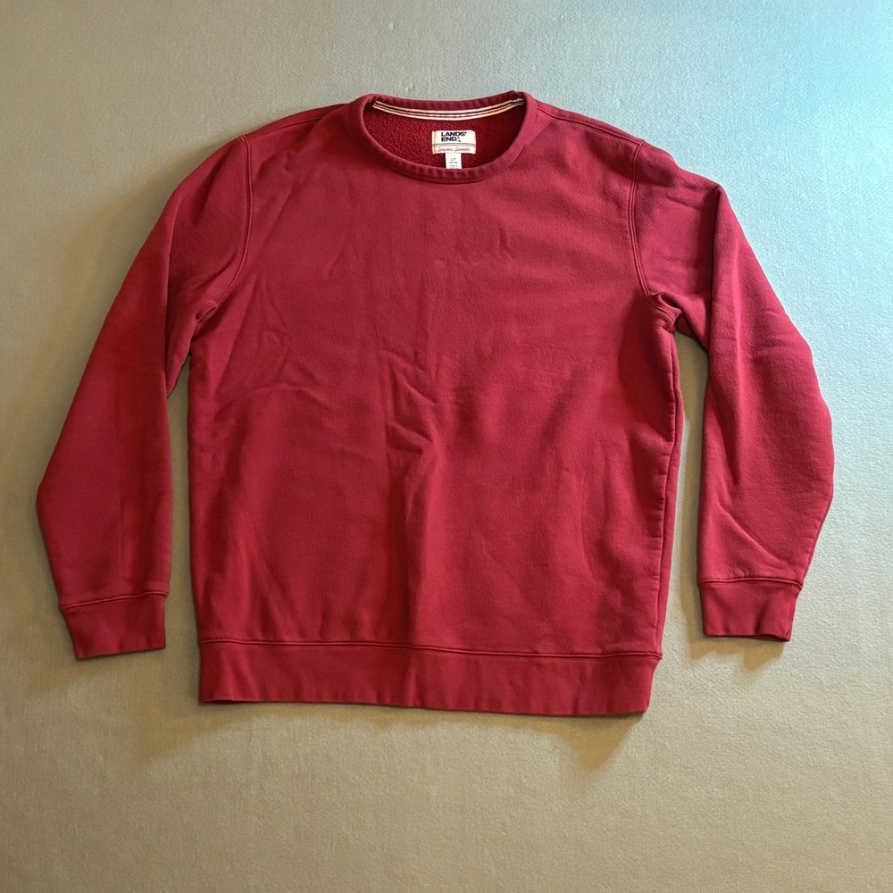 Lands End Serious Sweats Red Crewneck Sweatshirt Mens Large Tall L/T 42-44 - Picture 6 of 6